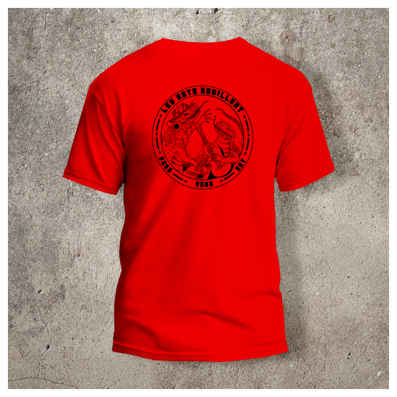 Tshirt Rouge Les Arts Souillent Logo Noir -  