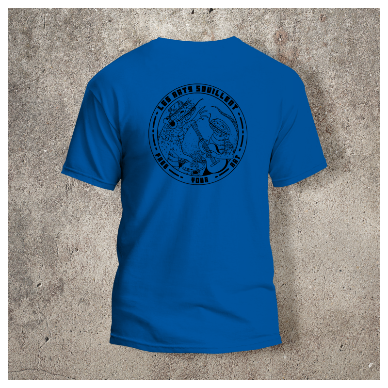 Tshirt Bleu Les Arts Souillent Logo Noir -  