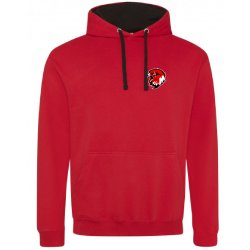 Sweat Hoodie 2 couleurs patch coeur et broderie dos rond Couleur -