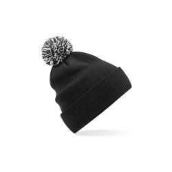 Bonnet pompon 1 couleur + patch -