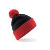 Bonnet pompon 2 couleurs + patch -