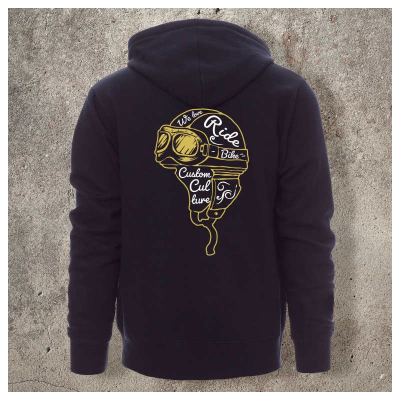 Sweat Shirt Marine Casque Blanc et jaune -  