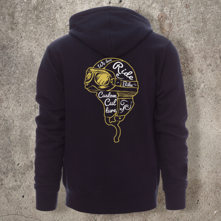 Sweat Shirt Marine Casque Blanc et jaune -  