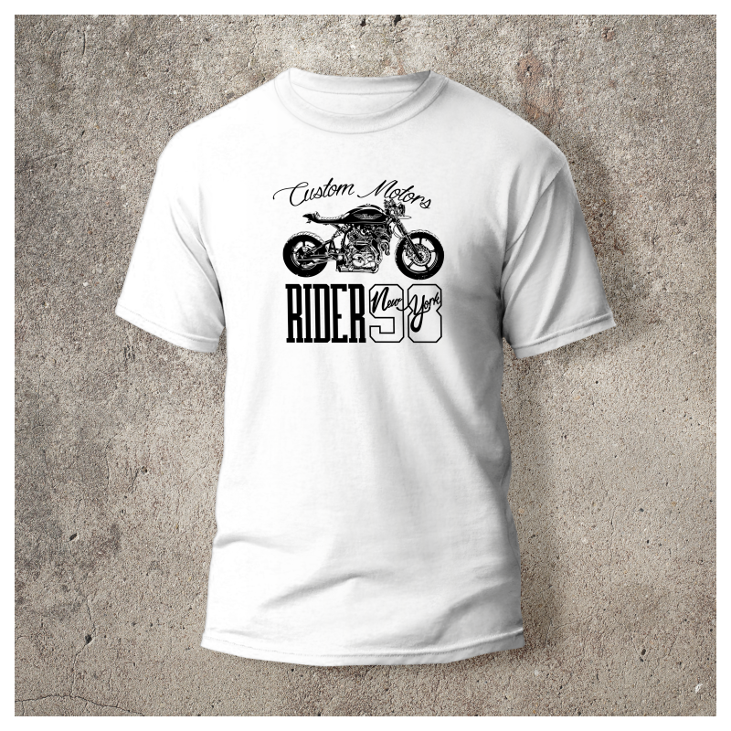 Tshirt Blanc Devant Biker Rider -  