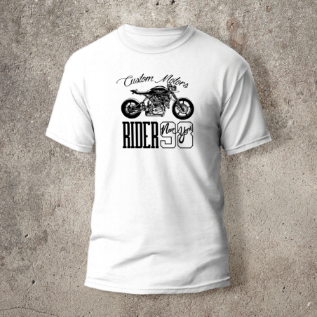 Tshirt Blanc Devant Biker Rider -  