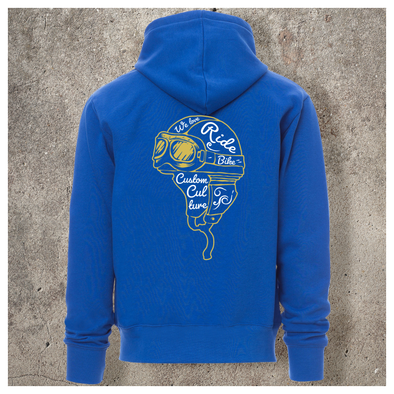 Sweat Shirt Bleu Roi Casque Blanc et jaune -  