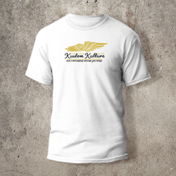 Tshirt Blanc Devant Biker Eagle jaune -  