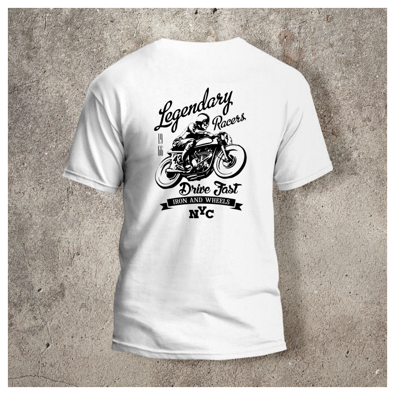 Tshirt Blanc Dos Biker Legendary -  