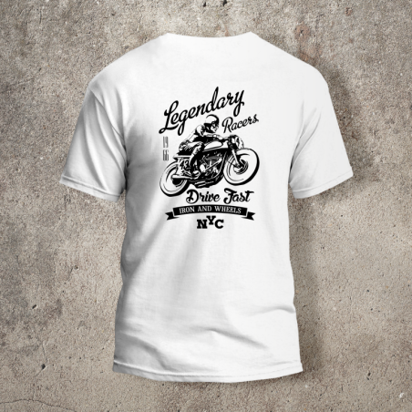 Tshirt Blanc Dos Biker Legendary -  