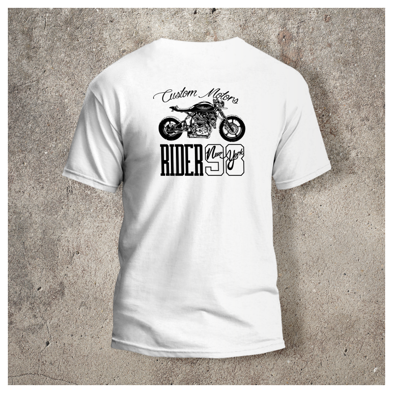 Tshirt Blanc Dos Biker Rider -  