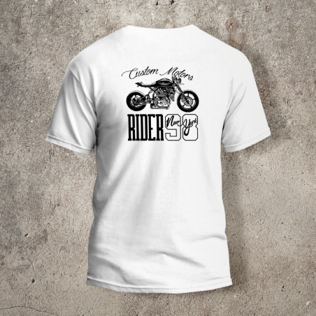 Tshirt Blanc Dos Biker Rider -  