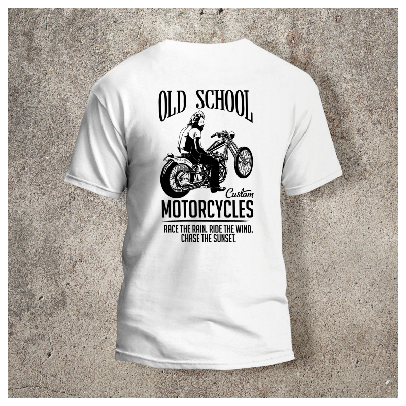 Tshirt Blanc Dos Biker Old School Bike -  