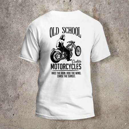 Tshirt Blanc Dos Biker Old School Bike -  