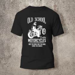 Tshirt Noir Devant Biker Old School Bike -  