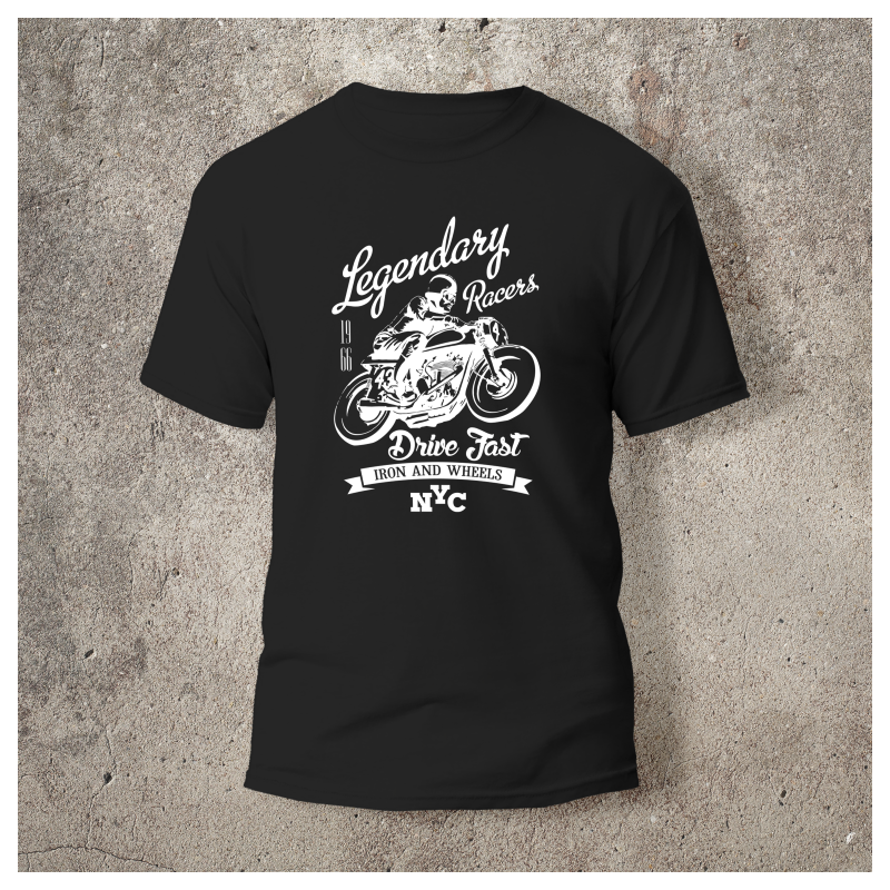 Tshirt Noir Devant Biker Legendary -  