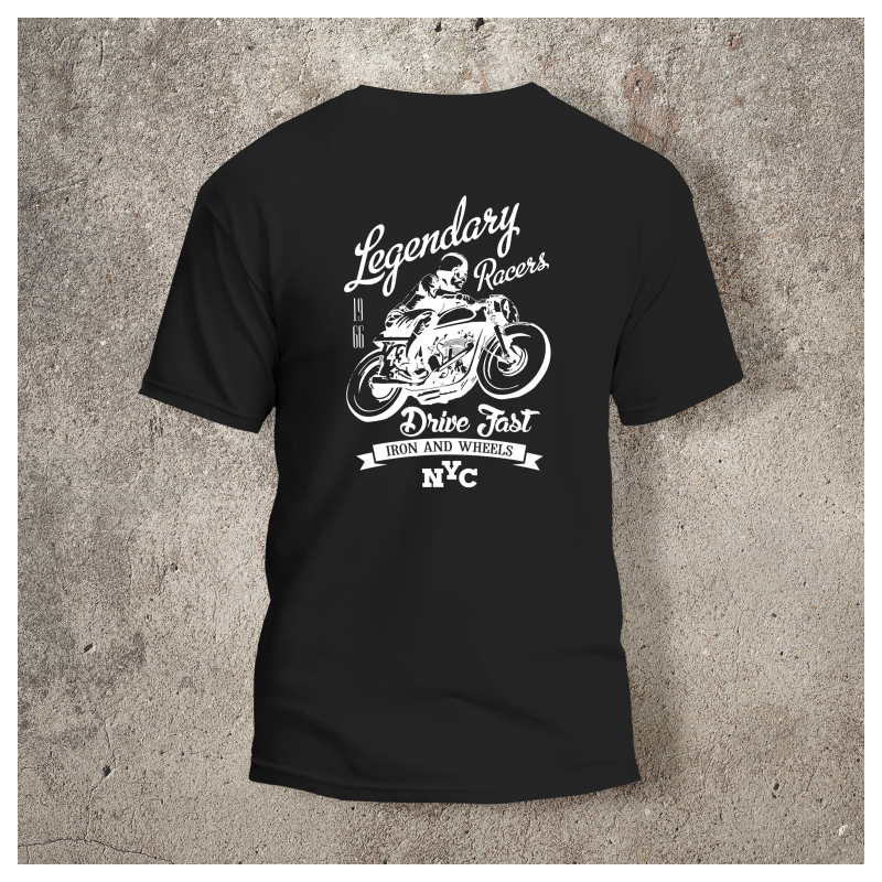 Tshirt Noir Dos Biker Legendary -  