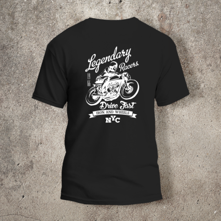 Tshirt Noir Dos Biker Legendary -  