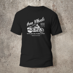 Tshirt Noir Devant Biker Iron Wheels -  