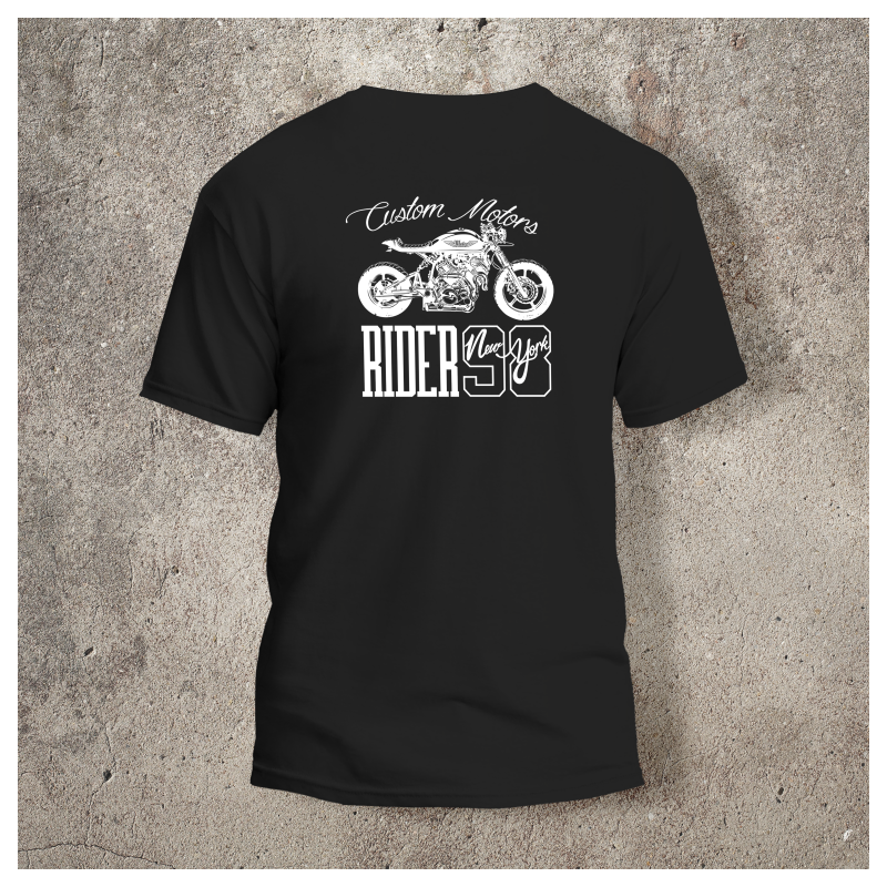 Tshirt Noir Dos Biker Rider -  