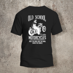 Tshirt Noir Dos Biker Old School Bike -  