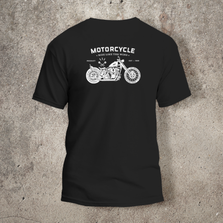 Tshirt Noir Dos Biker Motorcycle -  