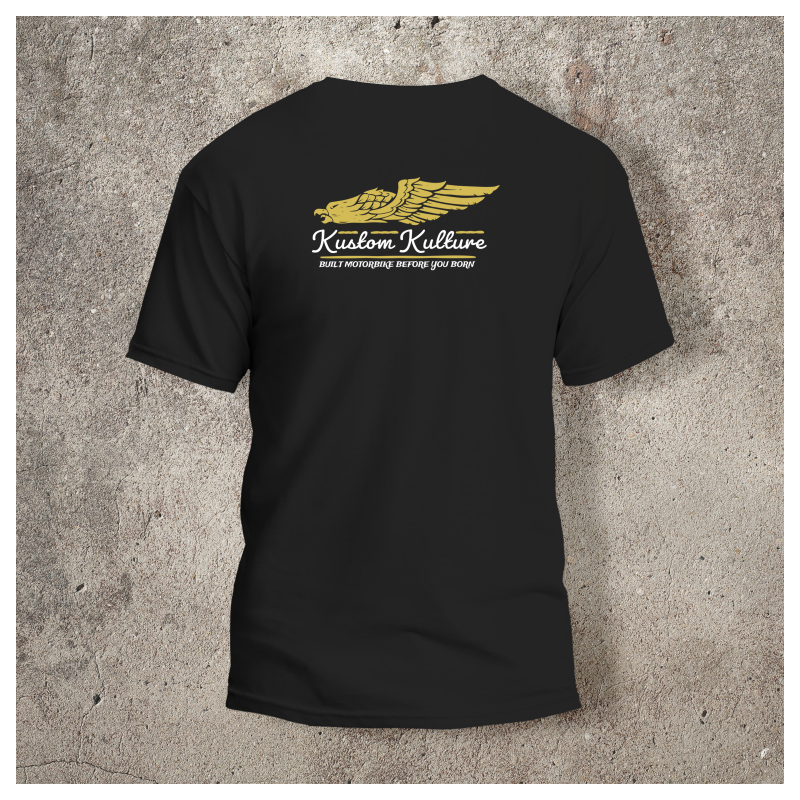 Tshirt Noir Dos Biker Eagle jaune -  